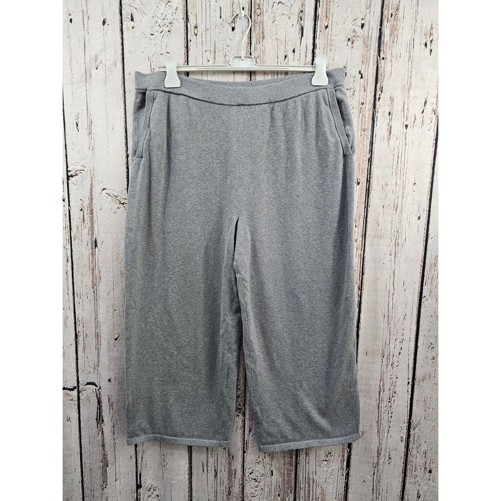 Marla Wynne Layers Grey Knit‎ Wide Leg Capri Pants Cropped Loungewear Womens 1X